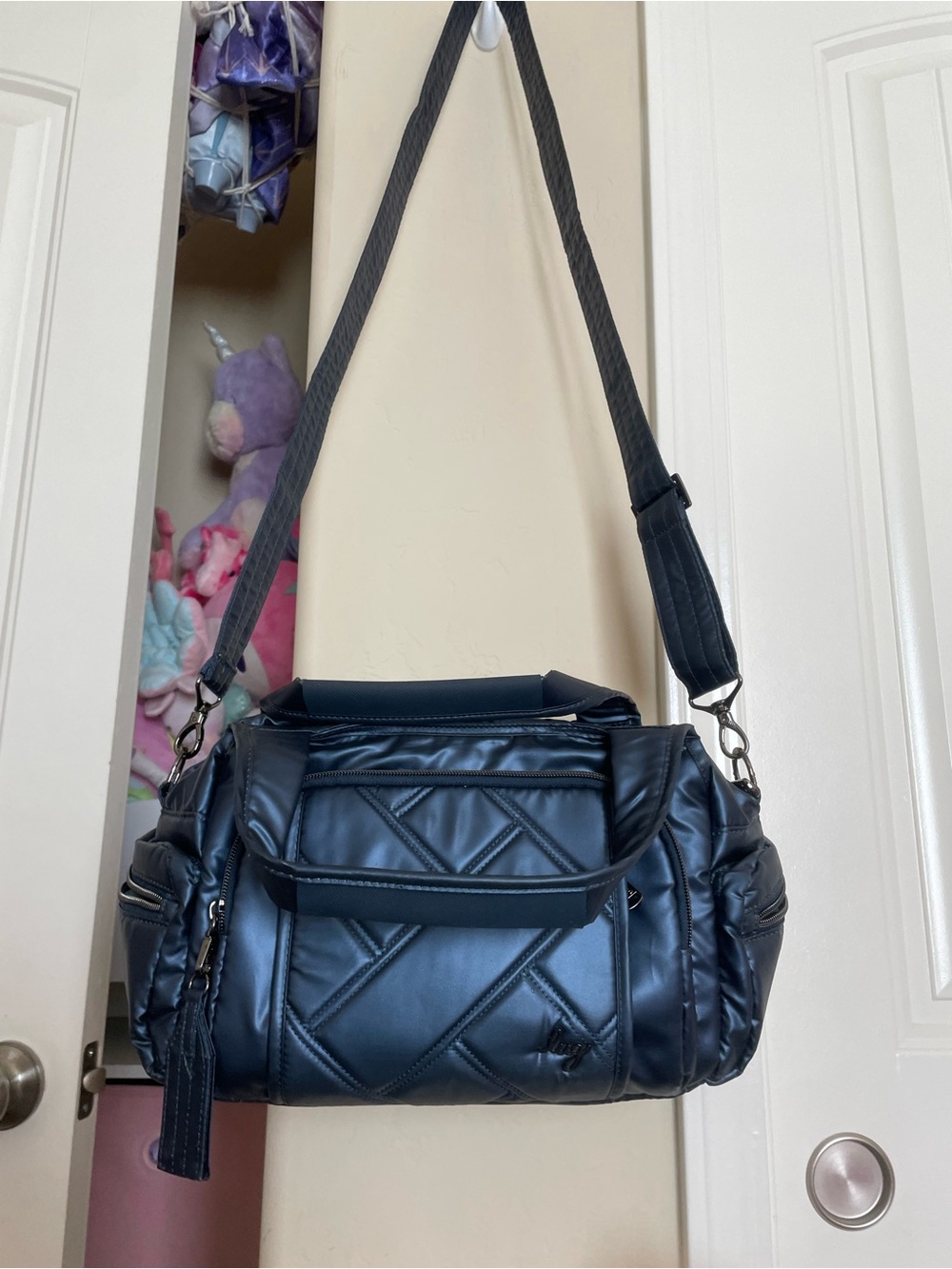 lug Quilted  Crossbody Satchel with Detachable Strap